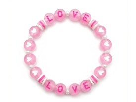 Cuentas plasticas pastilla rosa letra rosa 